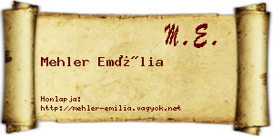 Mehler Emília névjegykártya